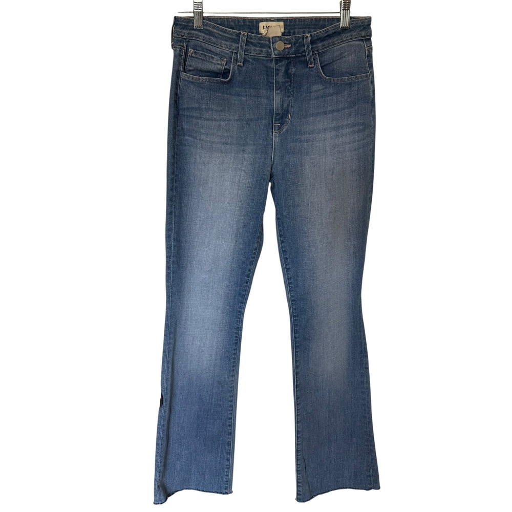 L'AGENCE Bootcut Jeans Womens 28 Blue Excellent High Rise Raw Hem Medium Wash
